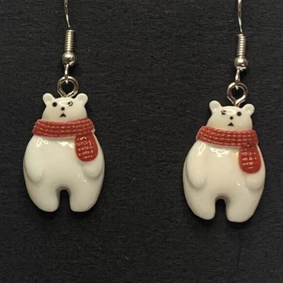 Polar Bear Earring, Christmas Earring, Holiday Earring, Gift Idea, Polar Bear - Picture 2 of 7